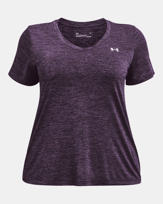 Women's UA Tech™ Twist V-Neck Short Sleeve, Purple, pdpMainDesktop image number 4
